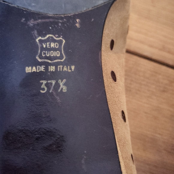 Vintage 80's Franco Visconti Vera Pelle Brown Suede Polka Dot Pumps Size 37 1/2 - Picture 4 of 10